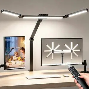 GUARDKING Desk Lamp for Home Office with Clamp 33.4" 5 Color & 5 Brightness | Led Desk Light with Remote Control, 3-Panel, Adjustable Dimming & Color Temp, Angle, Height, for Study, Computer, Workbenc GUARDKING Desk Lamp for Home Office with Clamp 33.4" 5 Color & 5 Brightness | Led Desk Light with Remote Control, 3-Panel, Adjustable Dimming & Color Temp, Angle, Height, for Study, Computer, Workbenc