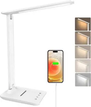 karidi LED Desk Lamp Dimmable Table Lamp with USB Charging Port, 5 Lighting Modes, Sensitive Control, Foldable Portable Desk Light for Home Office Bedroom Reading (White, Standard Size - 13.3 inch) karidi LED Desk Lamp Dimmable Table Lamp with USB Charging Port, 5 Lighting Modes, Sensitive Control, Foldable Portable Desk Light for Home Office Bedroom Reading (White, Standard Size - 13.3 inch)