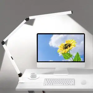 LED Desk Lamp with Clamp, Dual Light Table Lamp with Adjustable Swing Arm, Eye-Care 4 CCT Modes & 5 Brightness Levels Clip-on Architect Modern Desk Light for Home Office Crafting Sewing LED Desk Lamp with Clamp, Dual Light Table Lamp with Adjustable Swing Arm, Eye-Care 4 CCT Modes & 5 Brightness Levels Clip-on Architect Modern Desk Light for Home Office Crafting Sewing