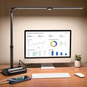 LED Desk Lamp, Ultra Wide Computer Light, Dimmable Desk Light with USB Fast Charging, Adjustable Foldable Eye Caring Office Desk Lamp for Monitor Work Gaming Home Study LED Desk Lamp, Ultra Wide Computer Light, Dimmable Desk Light with USB Fast Charging, Adjustable Foldable Eye Caring Office Desk Lamp for Monitor Work Gaming Home Study