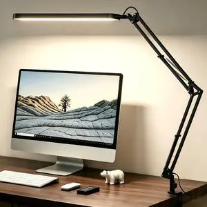Desk Lamp for Home Office, Eye Comfortable LED Desk Light for Long Hours, Adjustable Swing Arm with Memory Function, Black Desk Lamp for Home Office, Eye Comfortable LED Desk Light for Long Hours, Adjustable Swing Arm with Memory Function, Black