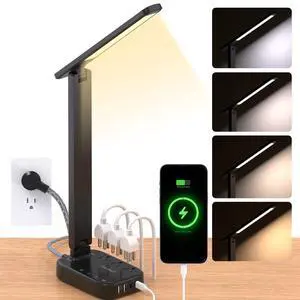 LED Desk Lamp Power Strip with 4 USB 3 Outlets, Dorm Room Essentials, Black | One Beat 4 Modes 5 Level Brightness Touch Lamp, Small Desk Lamp for Home Office College Dorm Essentials, Study Reading Lig LED Desk Lamp Power Strip with 4 USB 3 Outlets, Dorm Room Essentials, Black | One Beat 4 Modes 5 Level Brightness Touch Lamp, Small Desk Lamp for Home Office College Dorm Essentials, Study Reading Lig