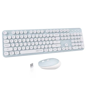 UBOTIE Colorful Wireless Keyboard and Mouse Combo (Green-White) | Retro Typewriter Floating Full-Sized Keys Computer Keyboard with Optical Mouse, 2.4GHz USB Connection for Windows Mac UBOTIE Colorful Wireless Keyboard and Mouse Combo (Green-White) | Retro Typewriter Floating Full-Sized Keys Computer Keyboard with Optical Mouse, 2.4GHz USB Connection for Windows Mac