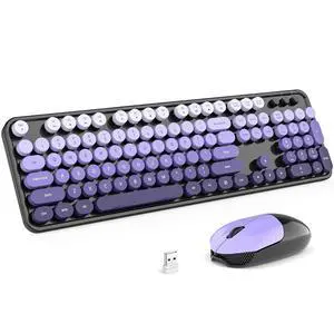 MOFII Wireless Computer Keyboard and Mouse Combo, Typewriter Full Size Keyboard with Number Pad and 2 in 1 USB Connected Mouse for PC Laptop Desktop Windows 7 8 11, Black & Purple MOFII Wireless Computer Keyboard and Mouse Combo, Typewriter Full Size Keyboard with Number Pad and 2 in 1 USB Connected Mouse for PC Laptop Desktop Windows 7 8 11, Black & Purple