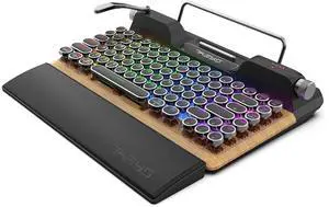 7KEYS Retro Typewriter Mechanical Gaming Keyboard, Vintage Style Computer Keyboard with Wireless Bluetooth5.0/Wired/2.4G, True RGB Backlight, Compatible with PC/Laptop/Tablet/Phone (Linear Switch) 7KEYS Retro Typewriter Mechanical Gaming Keyboard, Vintage Style Computer Keyboard with Wireless Bluetooth5.0/Wired/2.4G, True RGB Backlight, Compatible with PC/Laptop/Tablet/Phone (Linear Switch)