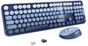 Nowlike Wireless Keyboard and Mouse Combo, Retro Typewriter Keyboard with Round Keycaps, Full-Size Ergonomic, Blue, Ideal for Windows PC, Home, Office, and College, Wireless Keyboard Mouse Combo Nowlike Wireless Keyboard and Mouse Combo, Retro Typewriter Keyboard with Round Keycaps, Full-Size Ergonomic, Blue, Ideal for Windows PC, Home, Office, and College, Wireless Keyboard Mouse Combo