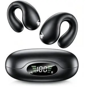 Upgraded Ultra Open Ear Earbuds - Lightweight Comfort Clip-On Wireless Bone Conduction Earbuds, Secure Fit & AI-Powered Clear Calls Bluetooth Open Ear Headphones for Work,Commute,Workout, Black Upgraded Ultra Open Ear Earbuds - Lightweight Comfort Clip-On Wireless Bone Conduction Earbuds, Secure Fit & AI-Powered Clear Calls Bluetooth Open Ear Headphones for Work,Commute,Workout, Black