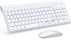 Wireless Keyboard and Mouse Ultra Slim Combo, TopMate - White | 2.4G Silent Compact 2400DPI Mouse and Scissor Switch Keyboard Set with Cover, Batteries Included, for PC/Laptop/Windows/Mac Wireless Keyboard and Mouse Ultra Slim Combo, TopMate - White | 2.4G Silent Compact 2400DPI Mouse and Scissor Switch Keyboard Set with Cover, Batteries Included, for PC/Laptop/Windows/Mac