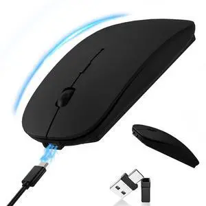 Slim Bluetooth Wireless Mouse with Jiggler - Black Slim Bluetooth Wireless Mouse with Jiggler - Black