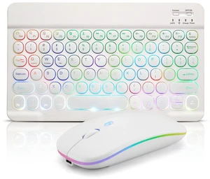 Ultra-Slim Lightweight Bluetooth Keyboard and Mouse Portable Mini Wireless Keyboard Rechargeable 7-Color Backlit for Apple iPad iPhone,Tablet iPhone Smartphone iOS Android Windows,Round Keys White Ultra-Slim Lightweight Bluetooth Keyboard and Mouse Portable Mini Wireless Keyboard Rechargeable 7-Color Backlit for Apple iPad iPhone,Tablet iPhone Smartphone iOS Android Windows,Round Keys White
