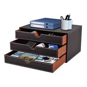 PU Leather Desk Organizer with 3 Drawers,Executive Office Supplies Desktop Filing A4 File Cabinet/Holder for Jewelry/Bill/Paper/Documents/Makeup Home Decor Stationery Storage Box,Brown PU Leather Desk Organizer with 3 Drawers,Executive Office Supplies Desktop Filing A4 File Cabinet/Holder for Jewelry/Bill/Paper/Documents/Makeup Home Decor Stationery Storage Box,Brown