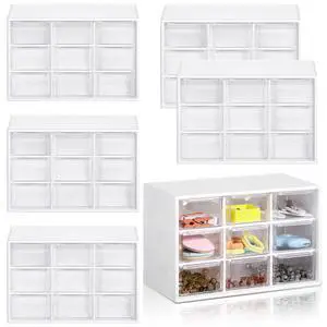Amyhill 6 Pcs Mini Drawer Organizer Small Organizer with 9 Drawers Plastic Desktop Craft Storage Box for Office Home Room Jewelry Cosmetics Collection(White) Amyhill 6 Pcs Mini Drawer Organizer Small Organizer with 9 Drawers Plastic Desktop Craft Storage Box for Office Home Room Jewelry Cosmetics Collection(White)