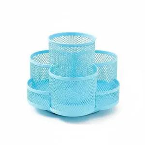 Grid Desktop Storage Box, 7-Compartment Individual Storage Boxes, Rotatable, Metal Material, 6.89 inches wide, 3.94 inches high (Blue) Grid Desktop Storage Box, 7-Compartment Individual Storage Boxes, Rotatable, Metal Material, 6.89 inches wide, 3.94 inches high (Blue)