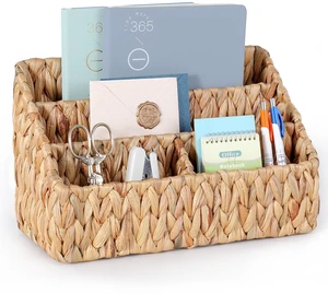 DINGTAI Natural Farmhouse Desk Organizers and Storage, Large Countertop Mail Holder, Tabletop Organizer (Water Hyacinth) DINGTAI Natural Farmhouse Desk Organizers and Storage, Large Countertop Mail Holder, Tabletop Organizer (Water Hyacinth)