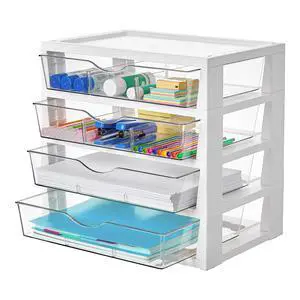 Vtopmart Clear Desktop Organizer, 4-Tier Drawer Storage with Dividers Vtopmart Clear Desktop Organizer, 4-Tier Drawer Storage with Dividers