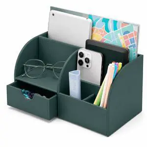 UnionBasic Desk Organizer - Multifunctional Leather Desktop Pen Holder Storage Box - Business Card/Pen/Pencil/Mobile Phone/Stationery Holder, Dark Ivy UnionBasic Desk Organizer - Multifunctional Leather Desktop Pen Holder Storage Box - Business Card/Pen/Pencil/Mobile Phone/Stationery Holder, Dark Ivy