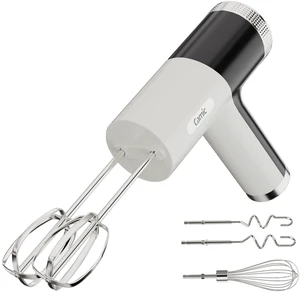 Camic Electric Hand Mixer with 9 Speeds, Powerful Motor, Cordless Hand Mixer with Whisk, Dough Hook and Mixing Rod for Whipping Eggs, Cream, Butter, Jam, Kneading Dough and Blending (White+Black) Camic Electric Hand Mixer with 9 Speeds, Powerful Motor, Cordless Hand Mixer with Whisk, Dough Hook and Mixing Rod for Whipping Eggs, Cream, Butter, Jam, Kneading Dough and Blending (White+Black)