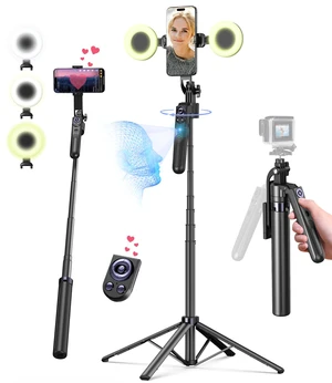 Yeaki 71 Auto Face Tracking Tripod for iPhone with Light,360° Rotating Phone Stand with Rechargeable Remote Control for TikTok Vlog Video Recording, Phone Tripod for Android Camera/GoPro/Ring Light Yeaki 71 Auto Face Tracking Tripod for iPhone with Light,360° Rotating Phone Stand with Rechargeable Remote Control for TikTok Vlog Video Recording, Phone Tripod for Android Camera/GoPro/Ring Light