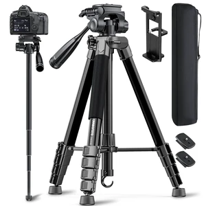 CAMBOFOTO 73" Camera Tripod and Monopod, Aluminum Tripod Stand/Black CAMBOFOTO 73" Camera Tripod and Monopod, Aluminum Tripod Stand/Black