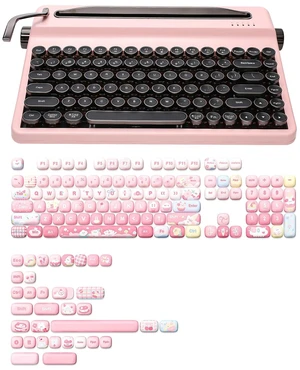 YUNZII QL75 Wireless Typewriter Retro Mechanical Keyboard(Pink, Cocoa Cream V2 Switch), MOG Dye Sub PBT Keycaps(Pink Ice Cream) YUNZII QL75 Wireless Typewriter Retro Mechanical Keyboard(Pink, Cocoa Cream V2 Switch), MOG Dye Sub PBT Keycaps(Pink Ice Cream)