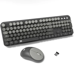 FOPETT Wireless Keyboard and Mouse Combo - Cute Colorful Mouse and Keyboard 2.4G Full-Sized with 104 Round Keys Retro Typewriter Keyboards for Laptop/Windows/PC - Grey Gradient FOPETT Wireless Keyboard and Mouse Combo - Cute Colorful Mouse and Keyboard 2.4G Full-Sized with 104 Round Keys Retro Typewriter Keyboards for Laptop/Windows/PC - Grey Gradient
