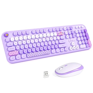 MOFII Wireless Keyboard and Mouse Combo, Full-Size Retro Typewriter-Style Wireless Keyboard with Optical Mouse for Computer/Laptop/Windows/Mac (Purple Mixed) MOFII Wireless Keyboard and Mouse Combo, Full-Size Retro Typewriter-Style Wireless Keyboard with Optical Mouse for Computer/Laptop/Windows/Mac (Purple Mixed)