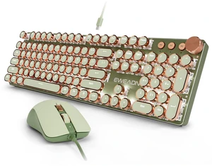 Wired Typewriter Keyboard and Mouse Combo, Low Noise Pink Switch-Green Wired Typewriter Keyboard and Mouse Combo, Low Noise Pink Switch-Green
