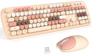 MOFII Wireless Keyboard and Mouse Combo, 2.4G Full-Size Retro Typewriter Computer Keyboard and 3 Level DPI Adjustable Wireless Mouse for Windows, Mac OS Desktop/Laptop/PC-Milk Tea Colorful MOFII Wireless Keyboard and Mouse Combo, 2.4G Full-Size Retro Typewriter Computer Keyboard and 3 Level DPI Adjustable Wireless Mouse for Windows, Mac OS Desktop/Laptop/PC-Milk Tea Colorful