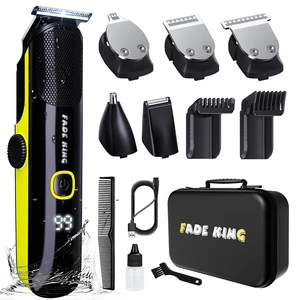 FADEKING Beard Trimmer for Men, Professional Hair Trimmer, Waterproof Electric Beard Trimmer Razor for Nose, Body, Face & Mustache, Cordless Hair Clippers, Grooming Gifts for Men (Yellow) FADEKING Beard Trimmer for Men, Professional Hair Trimmer, Waterproof Electric Beard Trimmer Razor for Nose, Body, Face & Mustache, Cordless Hair Clippers, Grooming Gifts for Men (Yellow)