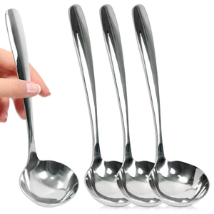 4 PCS 7.5 Inch Silver Small Ladle Small Gravy Soup Spoon for Spooning 4 PCS 7.5 Inch Silver Small Ladle Small Gravy Soup Spoon for Spooning