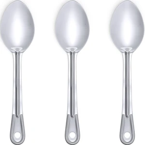 Super Strong, Ergonomic 11 in Serving Spoon 3 Pk. Big, Stainless Steel Spoons for Cooking, Baking, Stirring and Basting. Best Kitchen Flatware for Buffet and Banquet Service in Restaurants and at Home Super Strong, Ergonomic 11 in Serving Spoon 3 Pk. Big, Stainless Steel Spoons for Cooking, Baking, Stirring and Basting. Best Kitchen Flatware for Buffet and Banquet Service in Restaurants and at Home
