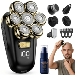 Head Shavers for Bald Men, Electric Razor with 7D Magnetic Shaver Heads, Wet Dry Waterproof Bald Head Trimmer Kit for Women & Men, Nose Ear Hair Trimmer, USB Rechargeable Clippers, Bright Black Head Shavers for Bald Men, Electric Razor with 7D Magnetic Shaver Heads, Wet Dry Waterproof Bald Head Trimmer Kit for Women & Men, Nose Ear Hair Trimmer, USB Rechargeable Clippers, Bright Black