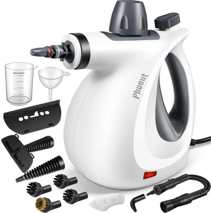 Phueut Pressurized Handheld Multi-Surface Natural Steam Cleaner with 12 pcs Accessories, Multi-Purpose Steamer for Home Use, Steamer for Cleaning Floor, Upholstery, Grout and Car (Grey) Phueut Pressurized Handheld Multi-Surface Natural Steam Cleaner with 12 pcs Accessories, Multi-Purpose Steamer for Home Use, Steamer for Cleaning Floor, Upholstery, Grout and Car (Grey)
