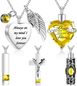 Fumete 5 Pcs Urn Necklaces for Ashes Cremation Keepsake Fumete 5 Pcs Urn Necklaces for Ashes Cremation Keepsake