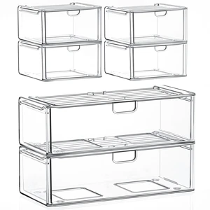 caktraie 6-Pack Acrylic Stackable Storage Drawers for Vanity, Desk, Bath caktraie 6-Pack Acrylic Stackable Storage Drawers for Vanity, Desk, Bath