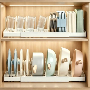 Expandable Kitchen Pot & Pan Lid Storage Rack 2 Pack, Adjustable Divider Cabinet Organizer, Rustproof Stainless Steel Separators Smooth ABS Base for Cookware Container Lids Expandable Kitchen Pot & Pan Lid Storage Rack 2 Pack, Adjustable Divider Cabinet Organizer, Rustproof Stainless Steel Separators Smooth ABS Base for Cookware Container Lids