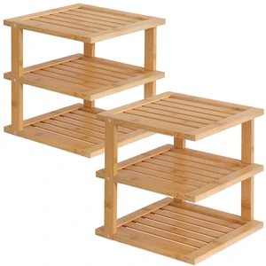 2 Pack Bamboo Corner Shelf,3 Tier Kitchen Cabinet Organizer for Plates and Dishes,Pantry Storage and Spice Rack(Natural) 2 Pack Bamboo Corner Shelf,3 Tier Kitchen Cabinet Organizer for Plates and Dishes,Pantry Storage and Spice Rack(Natural)