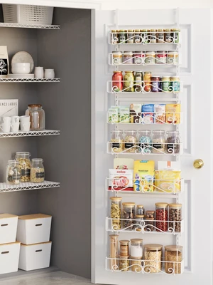 8-Tier Over Door Pantry Organizer, Adjustable Metal Hanging Storage Rack for Kitchen Pantry, White 8-Tier Over Door Pantry Organizer, Adjustable Metal Hanging Storage Rack for Kitchen Pantry, White