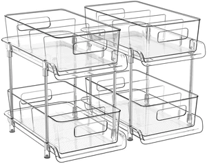 HIHEGD 2-Tier Bathroom Organizer with Dividers, Clear Under Sink and Pull-Out Cabinet Organizer for Kitchen and Pantry Storage HIHEGD 2-Tier Bathroom Organizer with Dividers, Clear Under Sink and Pull-Out Cabinet Organizer for Kitchen and Pantry Storage