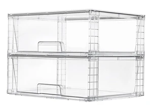 Vtopmart 2 Pack Large Clear Stackable Plastic Storage Drawers for Closet Vtopmart 2 Pack Large Clear Stackable Plastic Storage Drawers for Closet