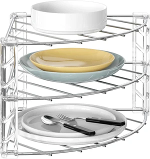 Deco Brothers 3-Tier Counter and Cabinet Corner Shelf Organizer, Chrome Deco Brothers 3-Tier Counter and Cabinet Corner Shelf Organizer, Chrome