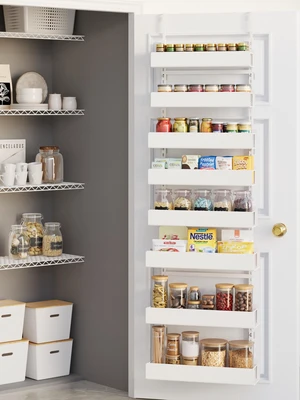 8-Tier Over Door Pantry Organizer, Metal Hanging Storage Rack for Kitchen Bedroom White 8-Tier Over Door Pantry Organizer, Metal Hanging Storage Rack for Kitchen Bedroom White