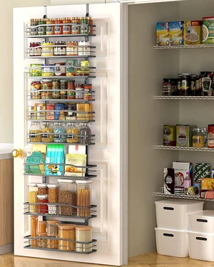 Moforoco 9-Tier Over The Door Pantry Organizer, Pantry Organization and Storage, Black Hanging Basket Wall Spice Rack Seasoning Shelves, Home & Kitchen Bedroom Bathroom House Essentials Moforoco 9-Tier Over The Door Pantry Organizer, Pantry Organization and Storage, Black Hanging Basket Wall Spice Rack Seasoning Shelves, Home & Kitchen Bedroom Bathroom House Essentials