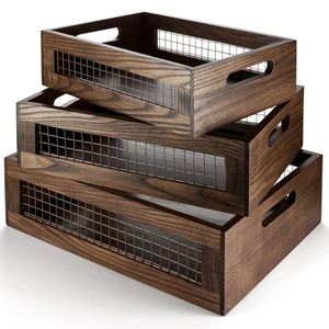 Set of 3 Large Wooden Nesting Countertop Basket for Display Set of 3 Large Wooden Nesting Countertop Basket for Display