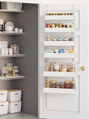 6-Tier Hanging Pantry Organizer, Metal Spice Rack Storage for Kitchen Laundry Bathroom Cabinet, White 6-Tier Hanging Pantry Organizer, Metal Spice Rack Storage for Kitchen Laundry Bathroom Cabinet, White