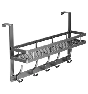 Over The Door Hooks Organizer, Coat Rack Over The Door Storage Hanger Towel Rack with Mesh Baskets and 10 Hooks, Back of Door Storage Organizer for Bathroom, Bedroom, Kitchen, Office (Grey) Over The Door Hooks Organizer, Coat Rack Over The Door Storage Hanger Towel Rack with Mesh Baskets and 10 Hooks, Back of Door Storage Organizer for Bathroom, Bedroom, Kitchen, Office (Grey)