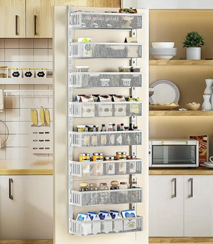 8-Tier Over The Door Pantry Organizer with Mesh Baskets, Adjustable & Stable Hanging Spice Rack for Kitchen, Bathroom, Bedroom, and Baby Essentials Storage (16" W 8-Tiers, White) 8-Tier Over The Door Pantry Organizer with Mesh Baskets, Adjustable & Stable Hanging Spice Rack for Kitchen, Bathroom, Bedroom, and Baby Essentials Storage (16" W 8-Tiers, White)
