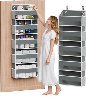 Simple Trending Over The Door Organizer with 10 Side Pockets, Dark Grey Simple Trending Over The Door Organizer with 10 Side Pockets, Dark Grey