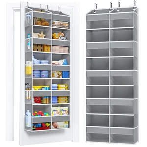 PureSpace 5-Tier Over the Door Organizer, 10 Side Mesh Pockets & Clear Windows, 80LBS Heavy Duty Hanging Storage for Baby Diapers, Shoes, Toys Ideal for Nursery, Bathroom, Bedroom, Pantry (Grey) PureSpace 5-Tier Over the Door Organizer, 10 Side Mesh Pockets & Clear Windows, 80LBS Heavy Duty Hanging Storage for Baby Diapers, Shoes, Toys Ideal for Nursery, Bathroom, Bedroom, Pantry (Grey)