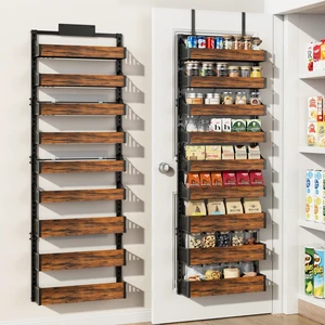 Over the Door Pantry Organizer: Pantry Organization and Storage with Hanging Basket - 9-Tier Metal Spice Rack Adjustable Shelves for Kitchen Bedroom Bathroom & Laundry Room Black Over the Door Pantry Organizer: Pantry Organization and Storage with Hanging Basket - 9-Tier Metal Spice Rack Adjustable Shelves for Kitchen Bedroom Bathroom & Laundry Room Black